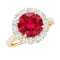 Round Lab Created Ruby and Moissanite Halo Engagement Ring