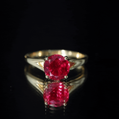2.3 Carat Round Lab Grown Ruby Solitaire Engagement Ring in Split Shank