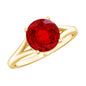 2.3 Carat Round Lab Grown Ruby Solitaire Engagement Ring in Split Shank