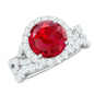 Round Cut Lab Created Ruby and Moissanite Bridal Ring Set