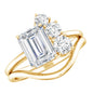 Emerald Cut Moissanite Engagement Ring with Enhancer