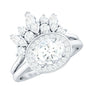 Designer Moissanite Oval Halo Wedding Ring Set with Certificate
