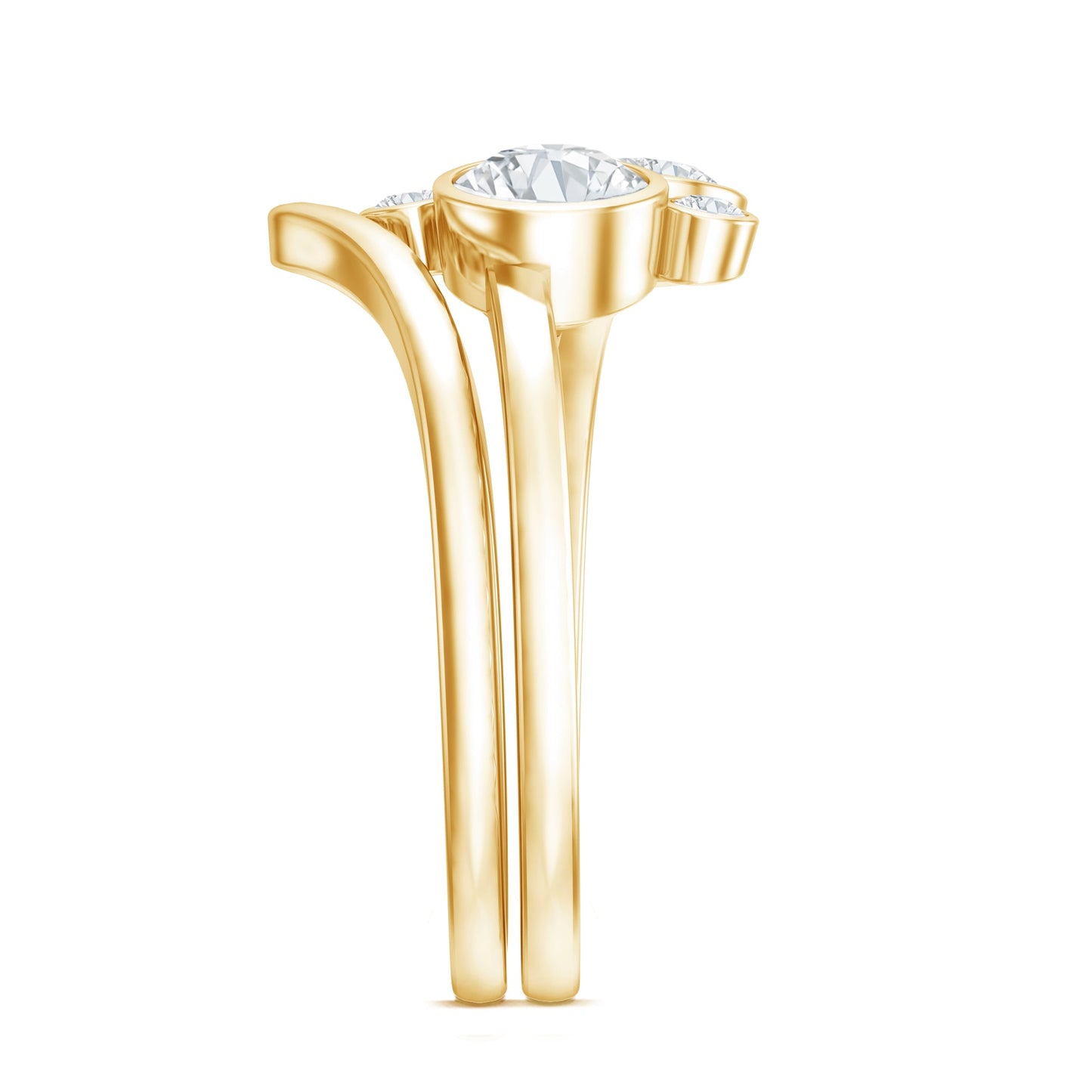 Round Moissanite Cluster Bridal Ring Set for Women