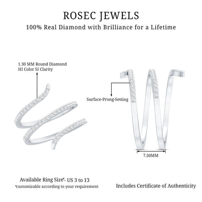 Certified Diamond Spiral Ring For Women