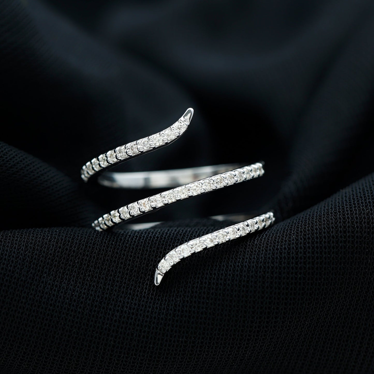 Certified Diamond Spiral Ring For Women