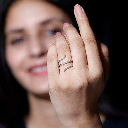 Certified Diamond Spiral Ring For Women