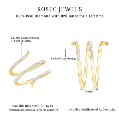 Certified Diamond Spiral Ring For Women