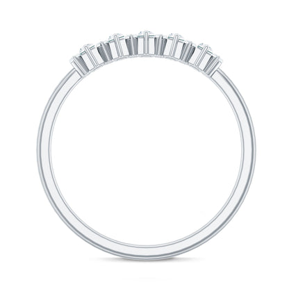 Baguette and Round Cut Moissanite Chevron Stackable Ring