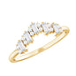 Baguette and Round Cut Moissanite Chevron Stackable Ring