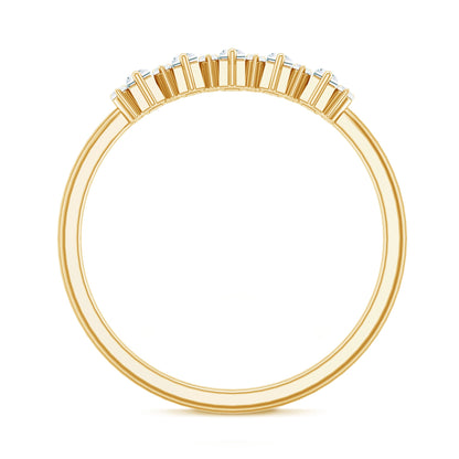 Baguette and Round Cut Moissanite Chevron Stackable Ring