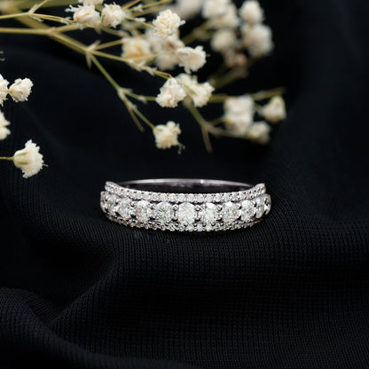 Round Shape Moissanite Half Eternity Wedding Band