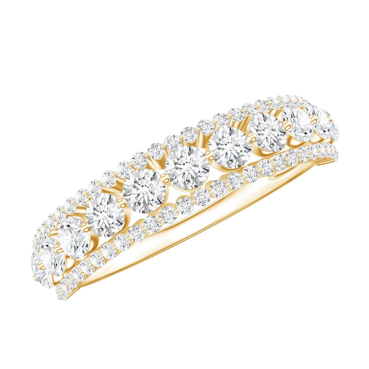 Round Shape Moissanite Half Eternity Wedding Band