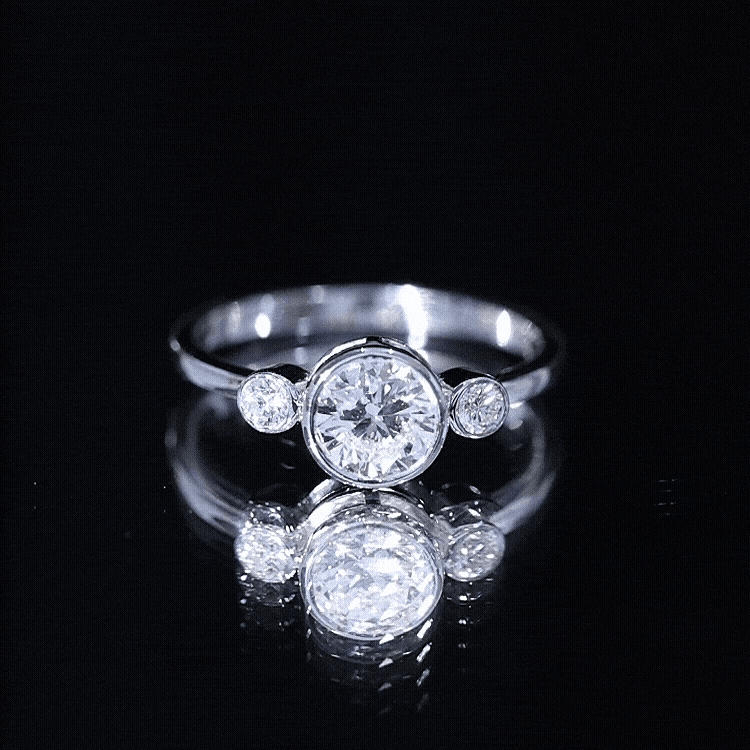 Bezel Set Moissanite Solitaire Engagement Ring