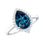Pear Shaped London Blue Topaz and Diamond Statement Engagement Ring