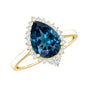 Pear Shaped London Blue Topaz and Diamond Statement Engagement Ring