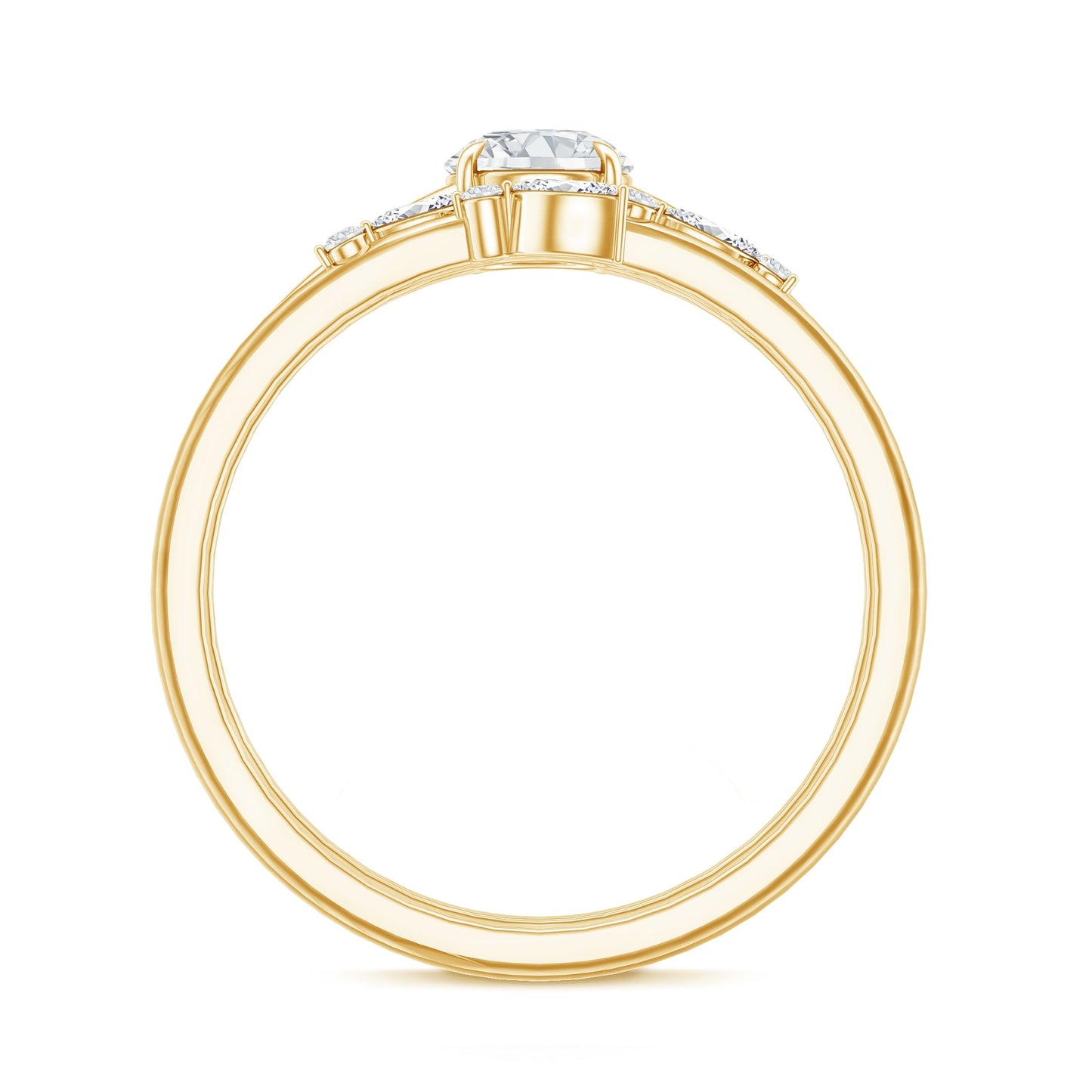 Certified Round Moissanite Modern Wedding Ring Set