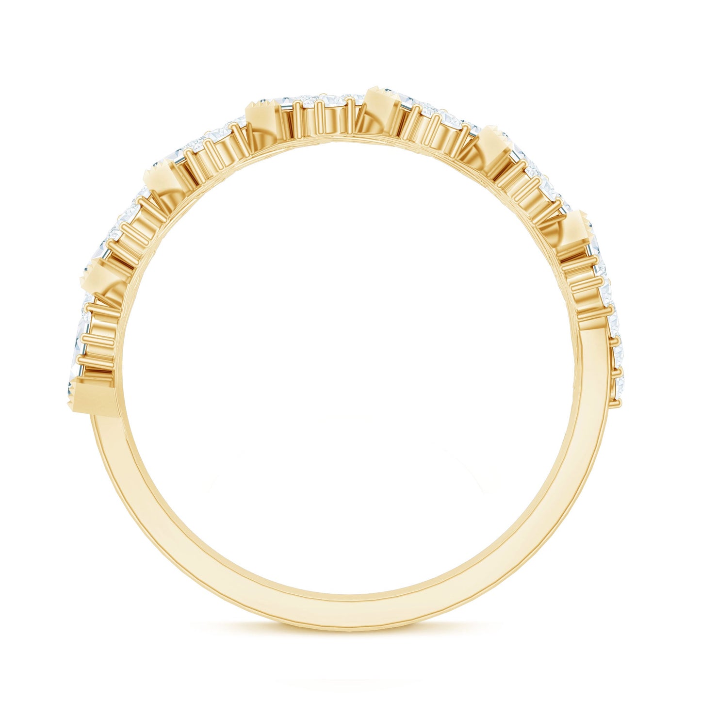 Certified Baguette and Round Moissanite Half Eternity Wedding Band