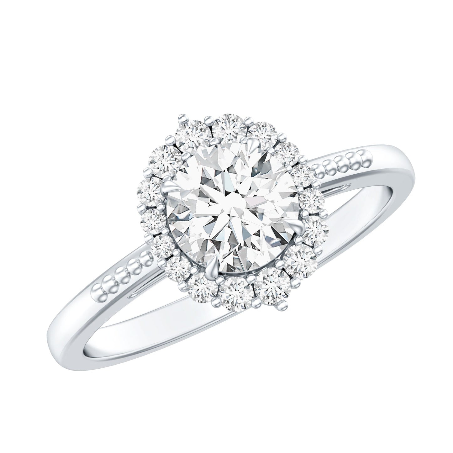Certified Moissanite Halo Engagement Ring for Women