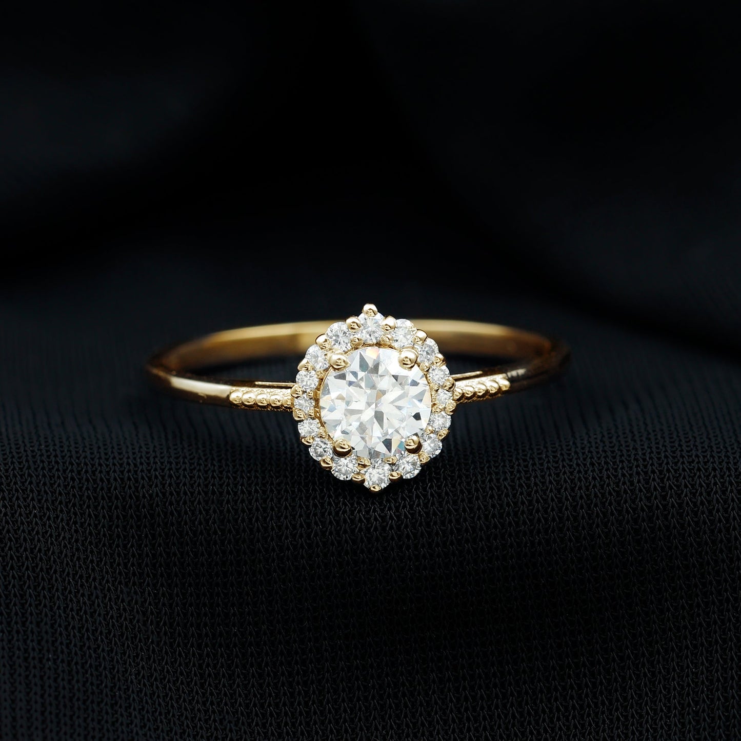 Certified Moissanite Halo Engagement Ring for Women