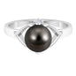 Genuine Tahitian Pearl Solitaire Split Shank Engagement Ring with Diamond