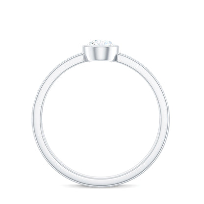 Pear Cut Moissanite Bezel Set Engagement Ring With Side Stones