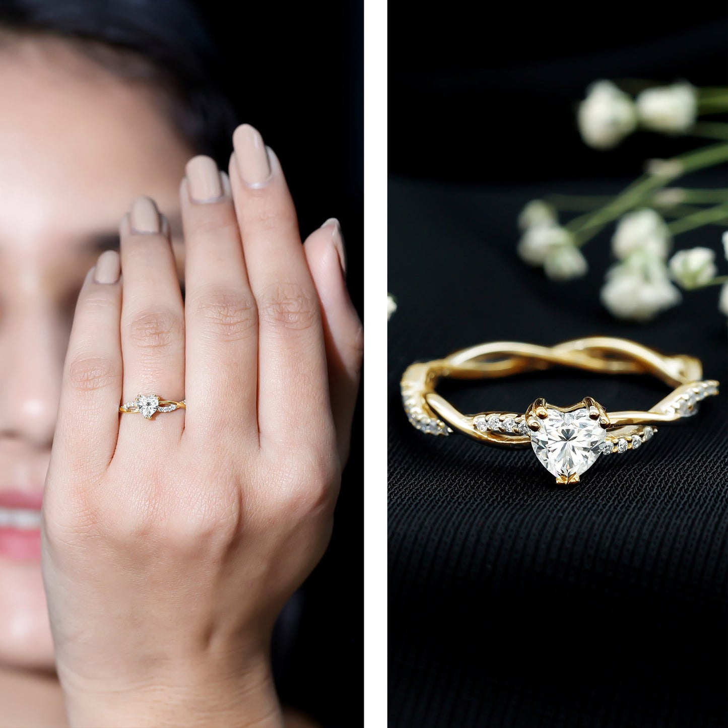 Heart Shape Moissanite Solitaire Promise Ring