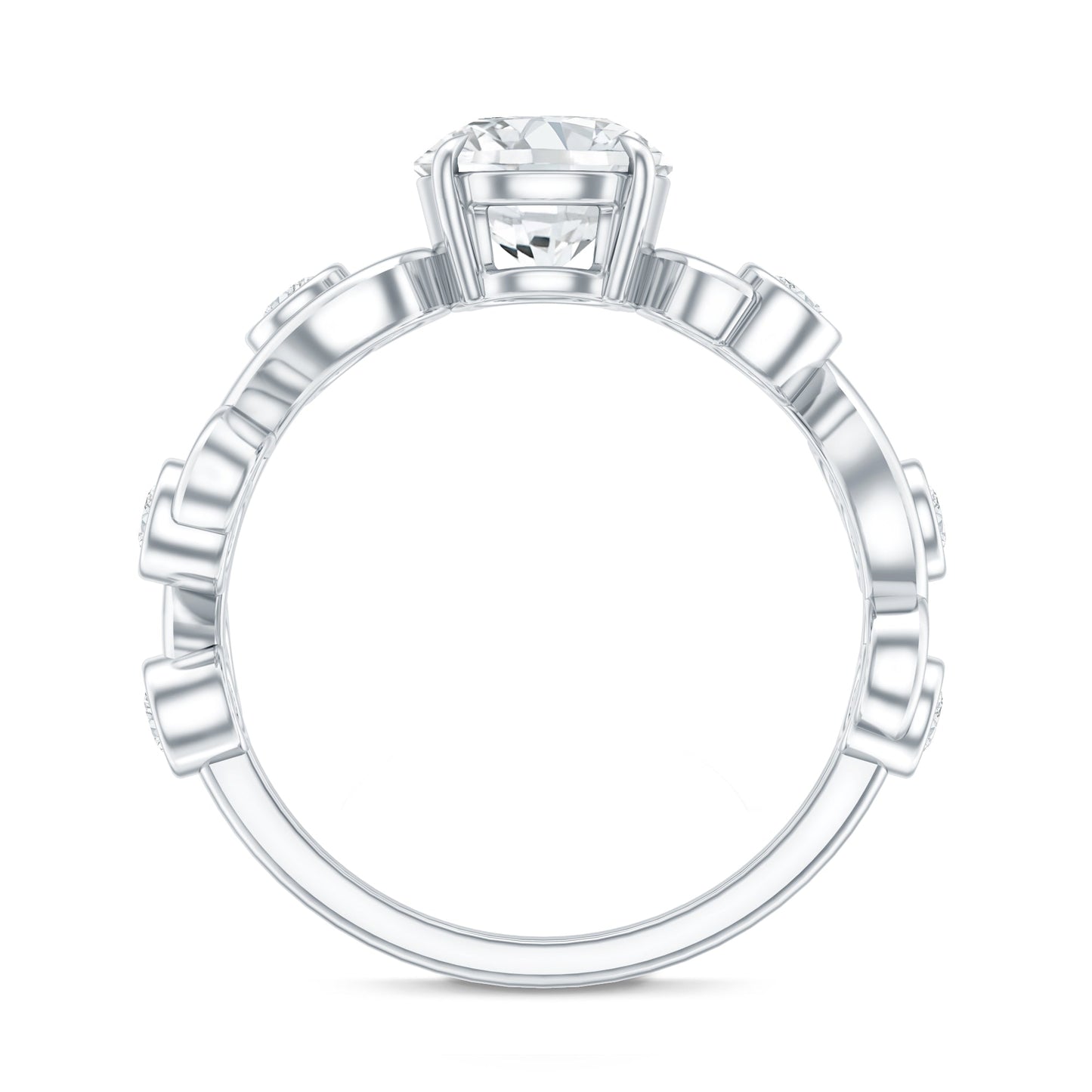 Certified Moissanite Engagement Ring with Ivy Scroll Shank