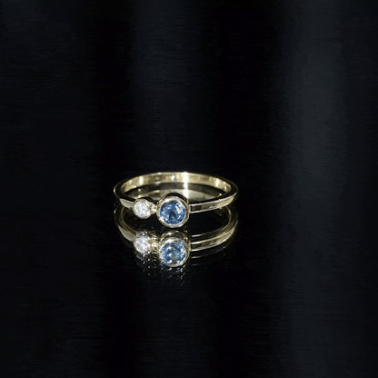 Round London Blue Topaz and Lab Diamond Two Stone Promise Ring For Her