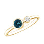 Round London Blue Topaz and Lab Diamond Two Stone Promise Ring For Her