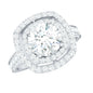 2 Carat Round Shape Moissanite Double Halo Statement Ring