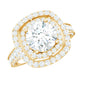 2 Carat Round Shape Moissanite Double Halo Statement Ring