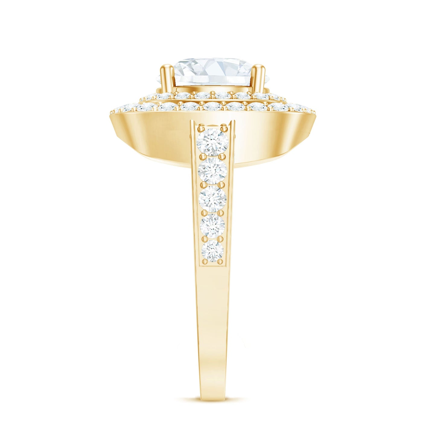2 Carat Round Shape Moissanite Double Halo Statement Ring