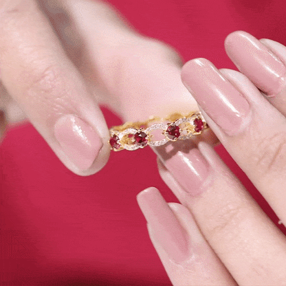 Lab Created Ruby and Diamond Eternity Wedding Band