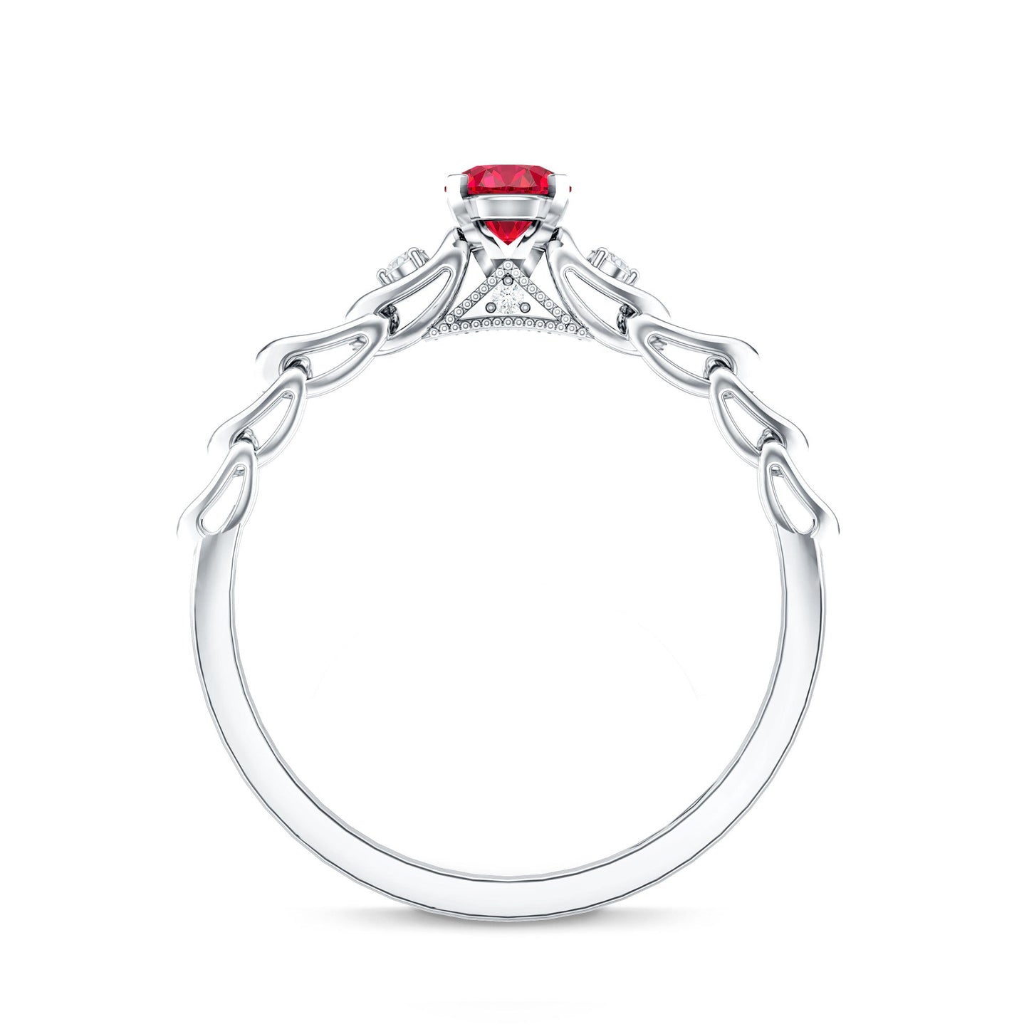 Lab Grown Ruby Designer Promise Ring with Diamond