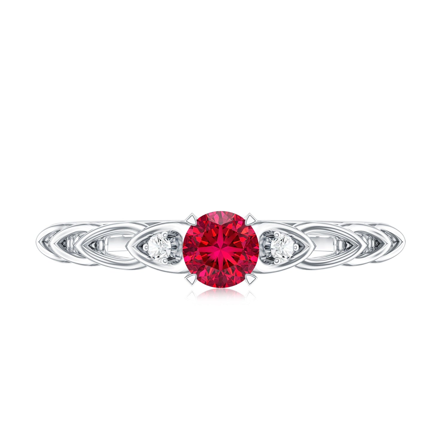 Lab Grown Ruby Designer Promise Ring with Diamond