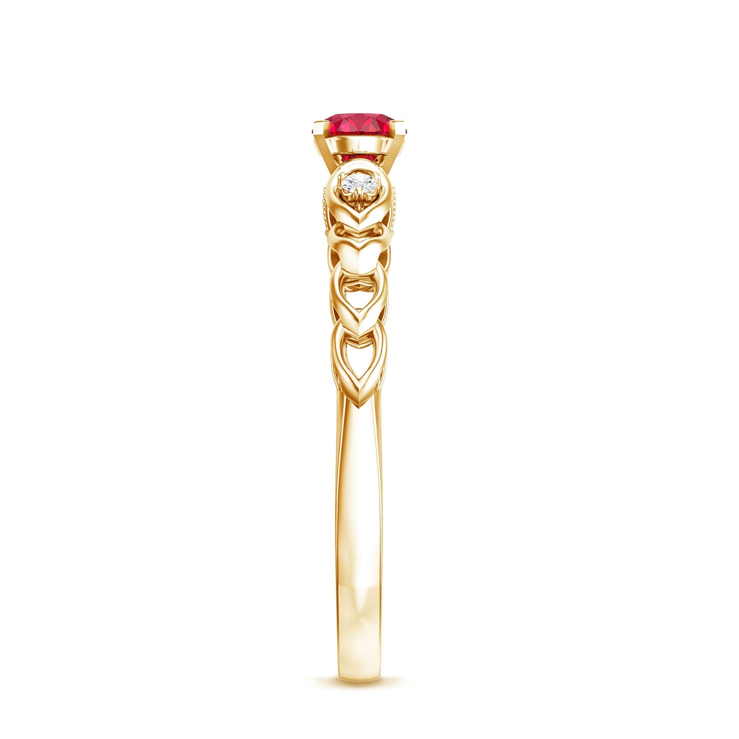 Lab Grown Ruby Designer Promise Ring with Diamond