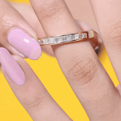Channel Set Diamond Half Eternity Band Ring
