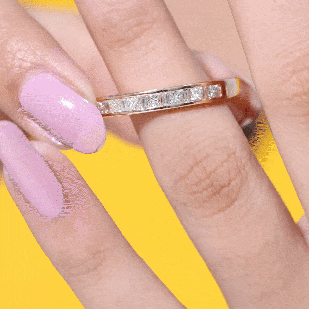 Channel Set Diamond Half Eternity Band Ring