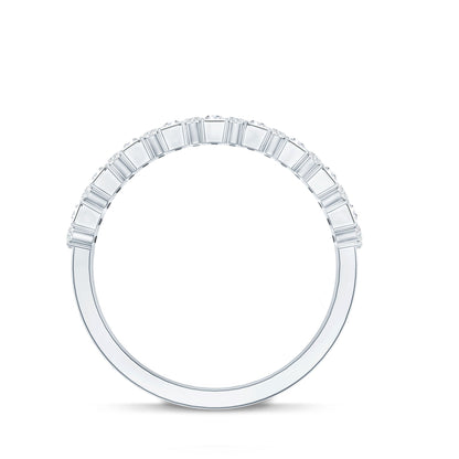 Baguette and Round Certified Moissanite Half Eternity Band Ring