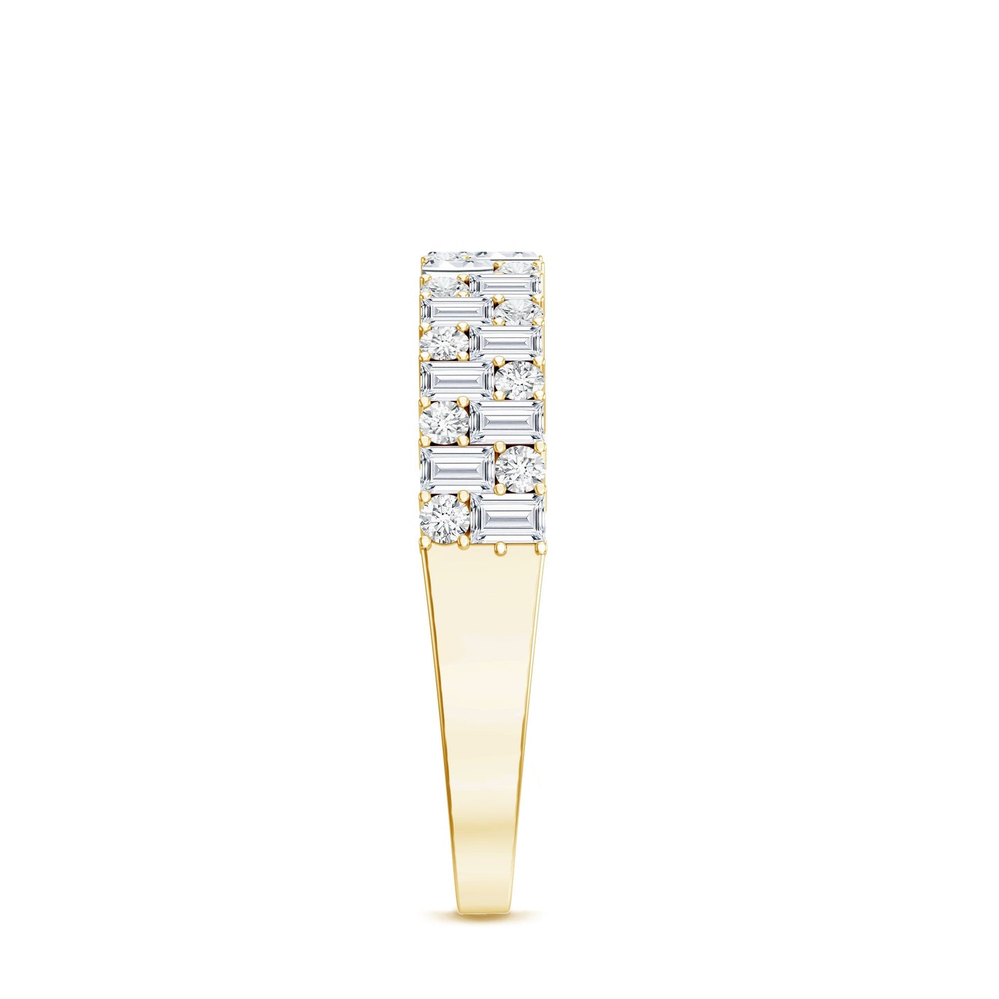 Baguette and Round Certified Moissanite Half Eternity Band Ring