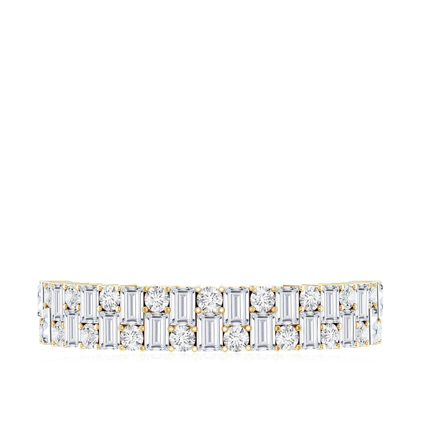 Baguette and Round Certified Moissanite Half Eternity Band Ring
