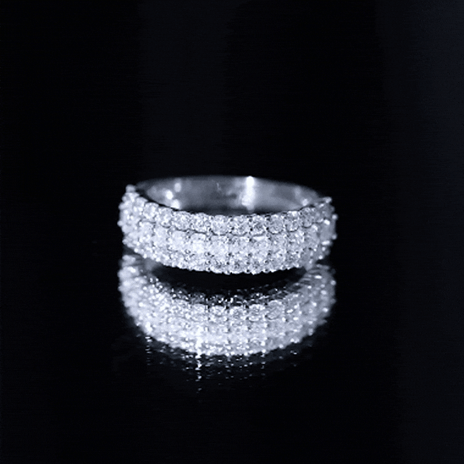 Classic Moissanite Three Row Wedding Band Ring