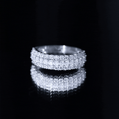Classic Moissanite Three Row Wedding Band Ring
