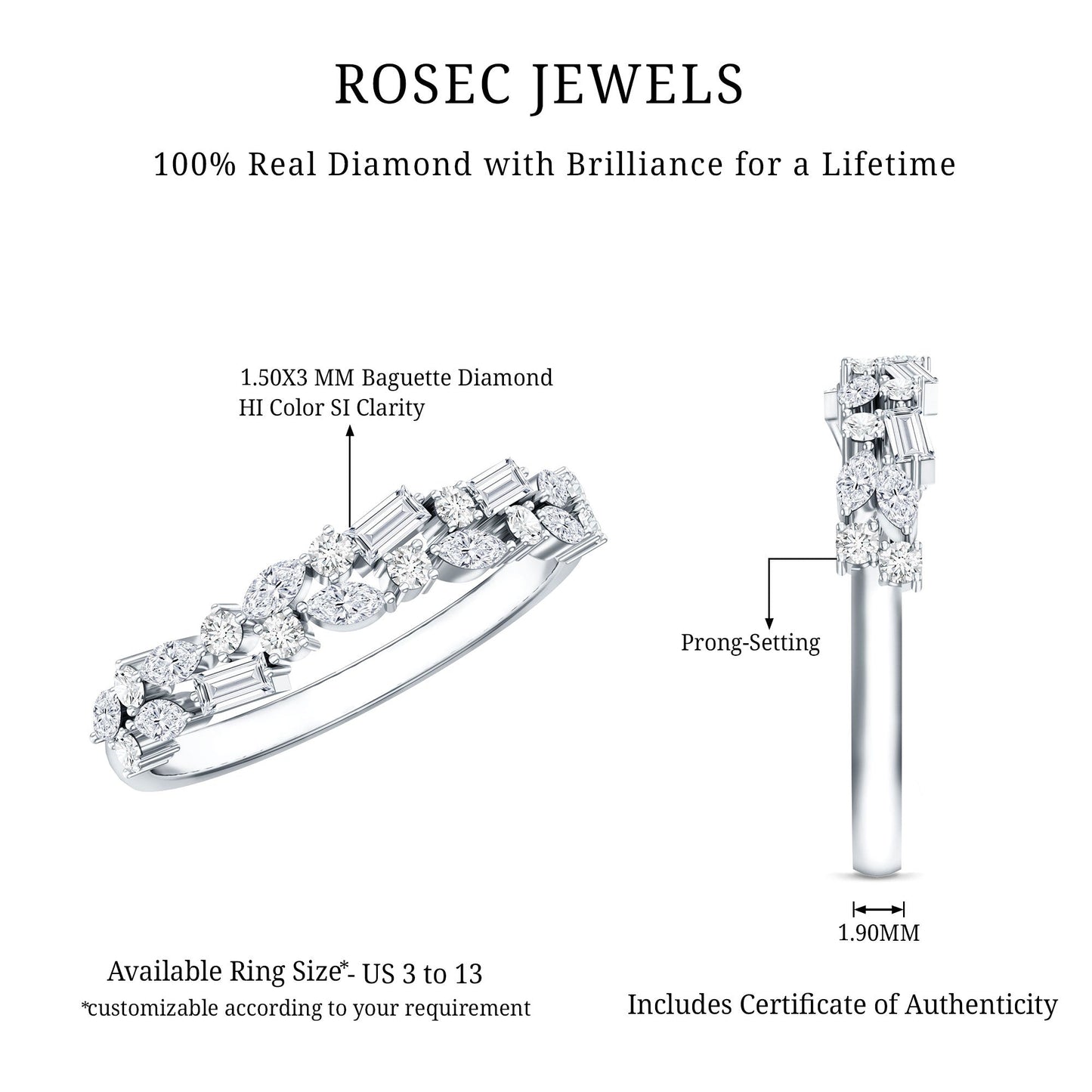Real Diamond Half Eternity Band Ring