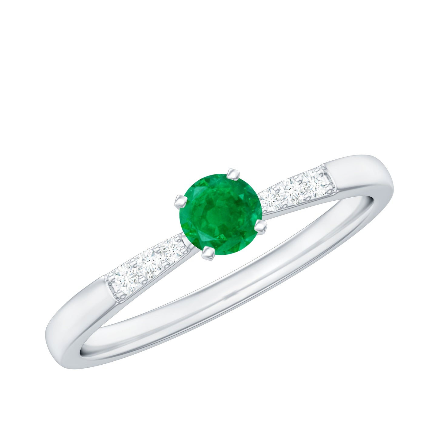 Natural Half Carat Emerald Promise Ring with Diamond