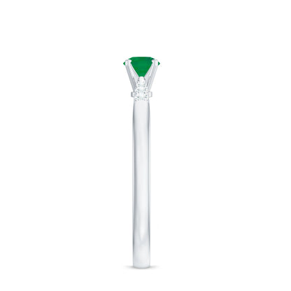 Natural Half Carat Emerald Promise Ring with Diamond