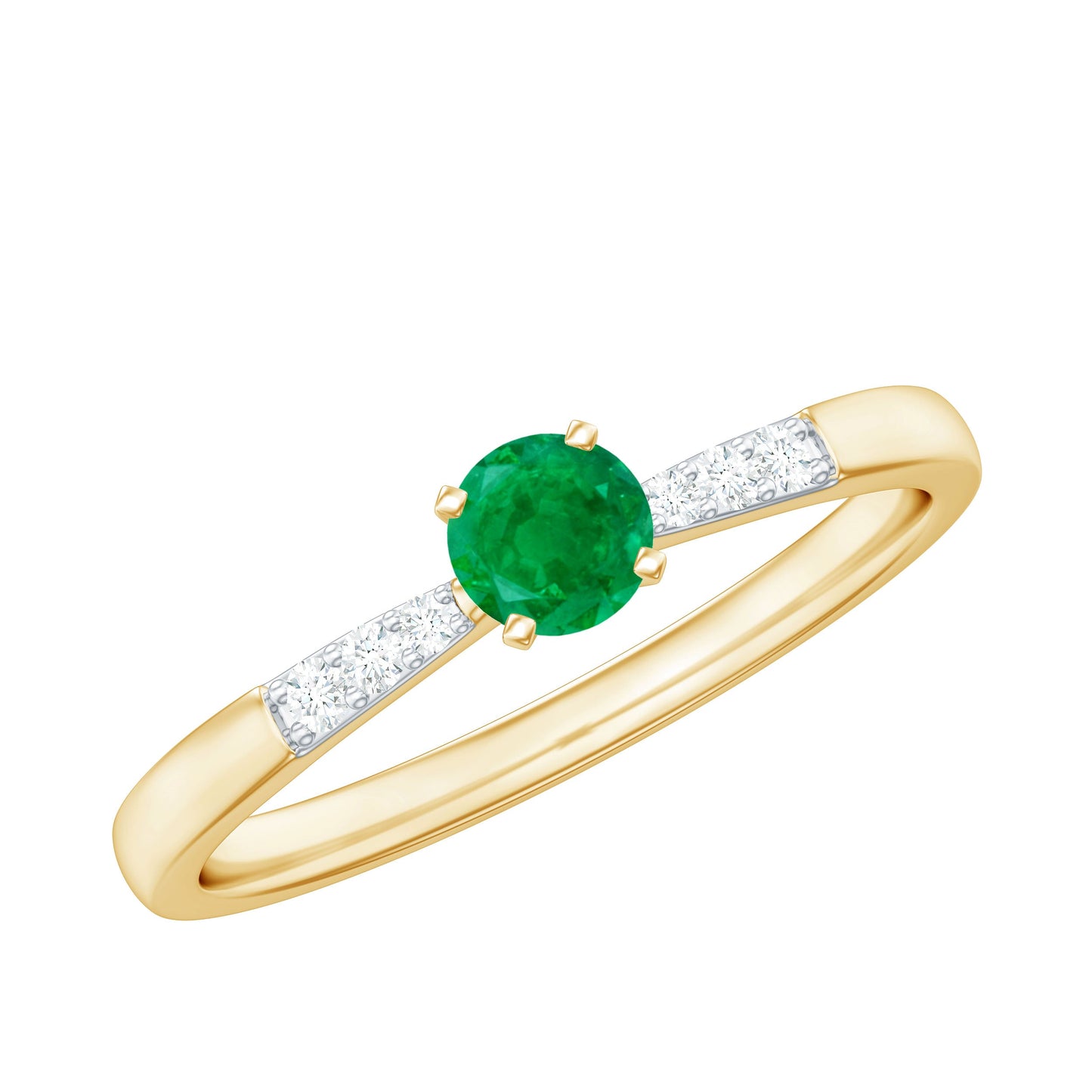 Natural Half Carat Emerald Promise Ring with Diamond
