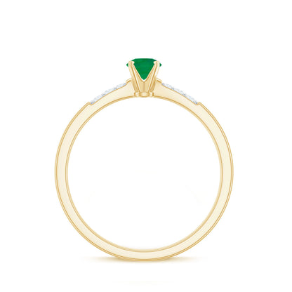 Natural Half Carat Emerald Promise Ring with Diamond