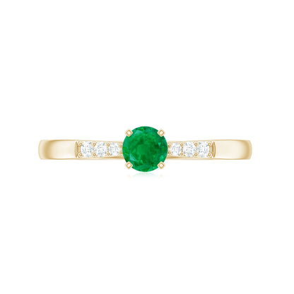 Natural Half Carat Emerald Promise Ring with Diamond