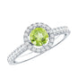 Genuine Half Carat Peridot Engagement Ring with Diamond Halo